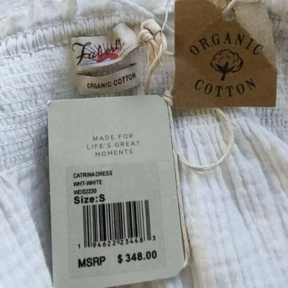 Faherty Catrina Embroidered Maxi Dress White  S Cotton Bohemian NEW - Picture 13 of 15